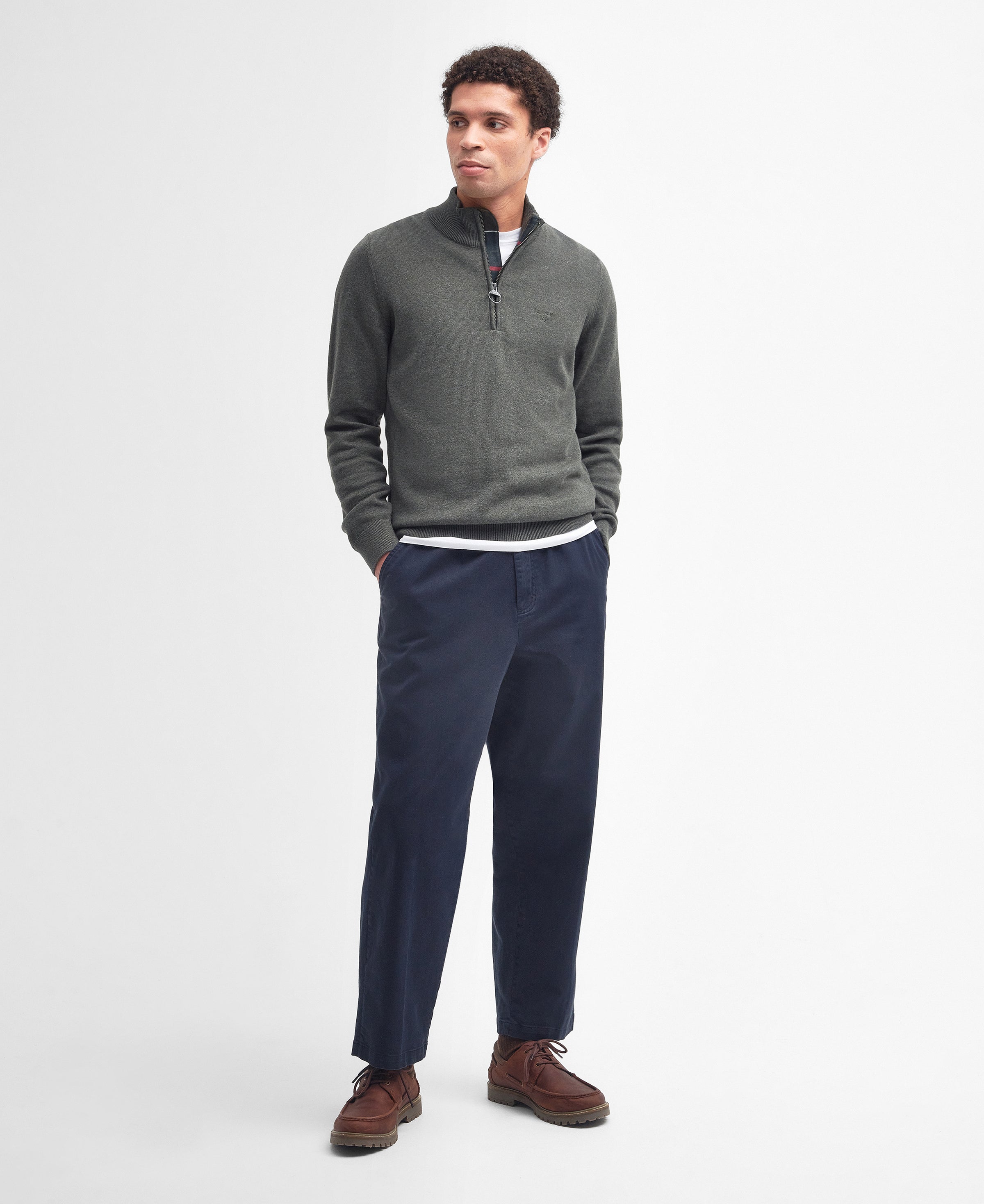 An image of the Barbour Cotton Half Zip Knit Sweater