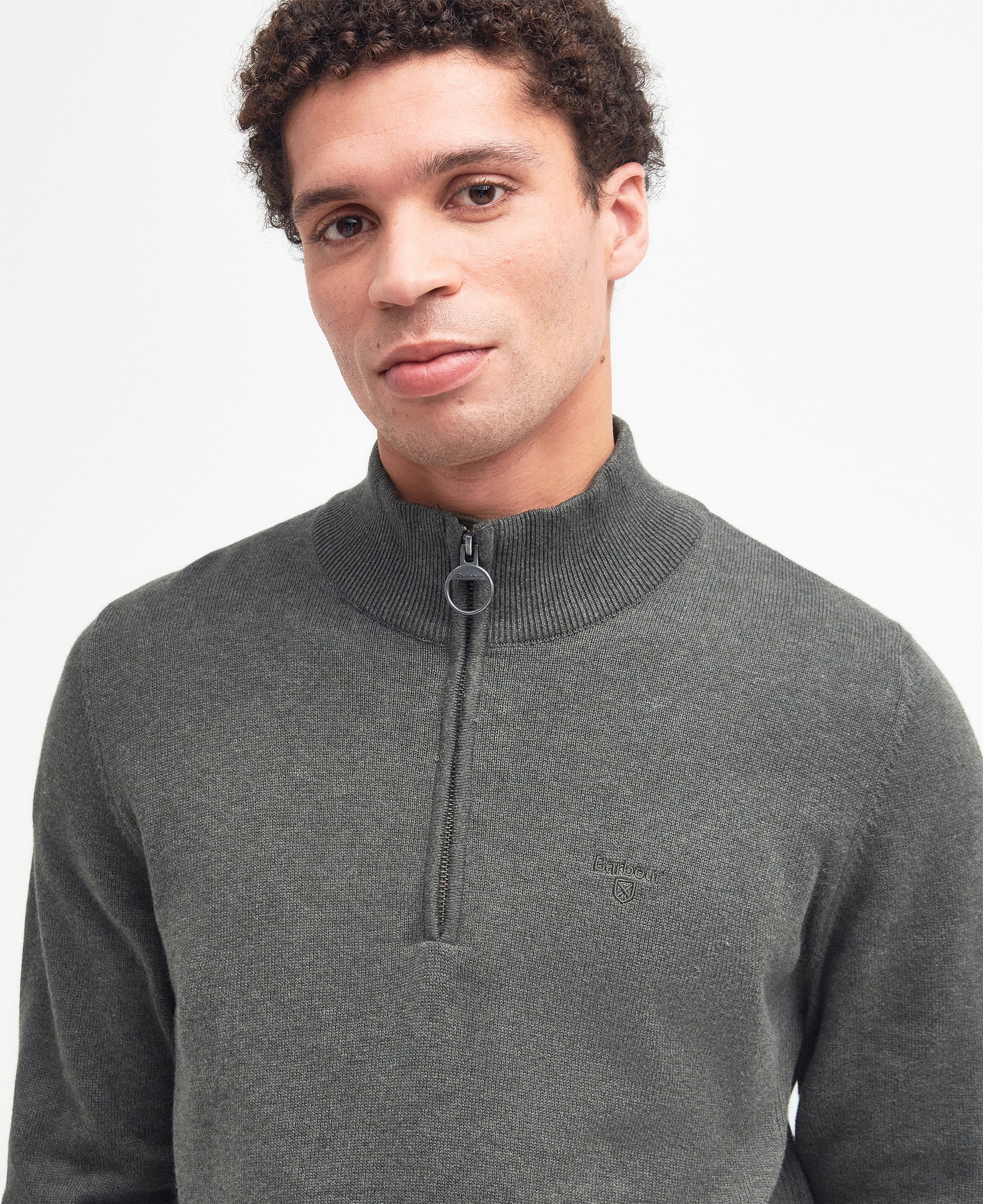 An image of the Barbour Cotton Half Zip Knit Sweater