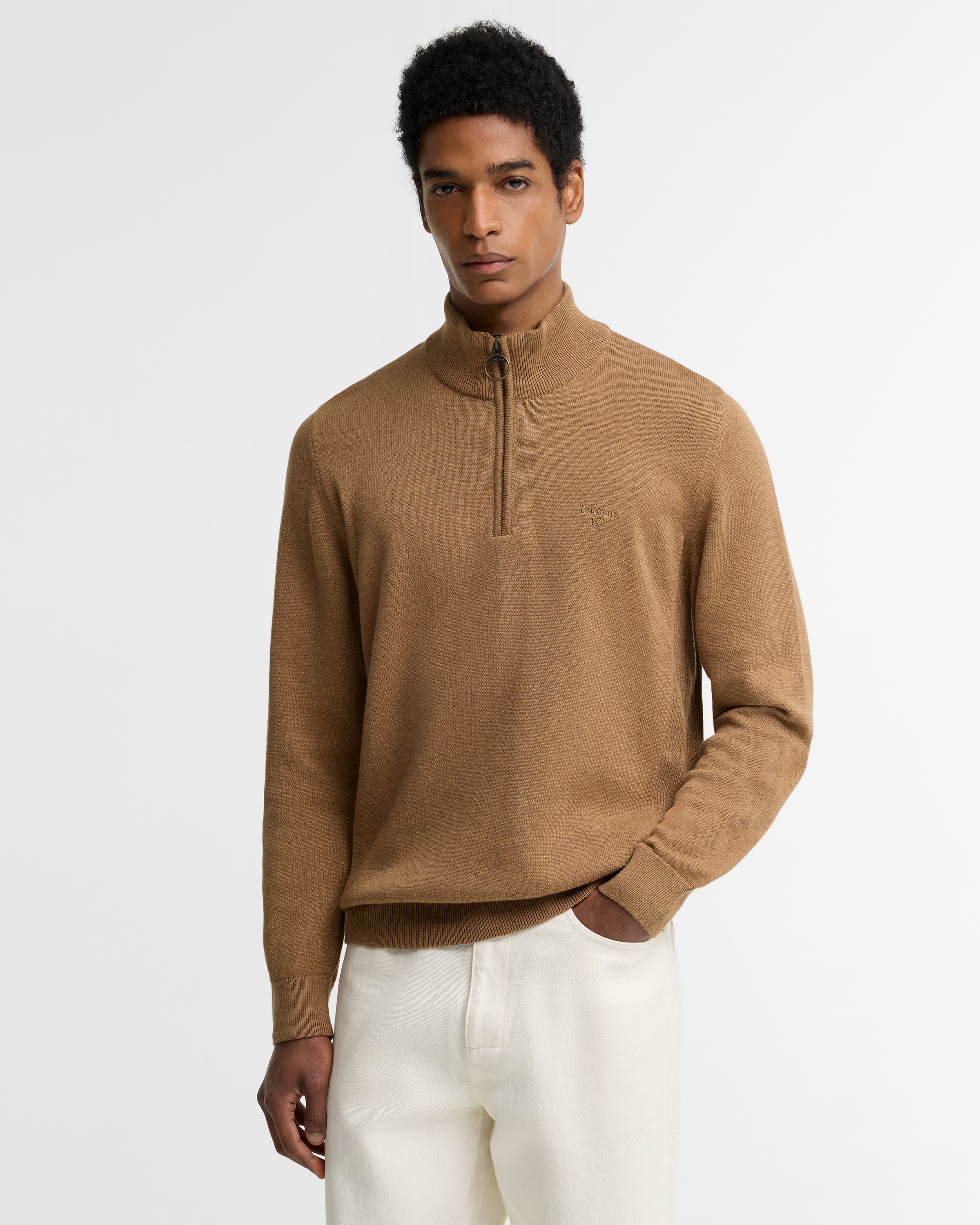 Cotton Half Zip Knitted Jumper