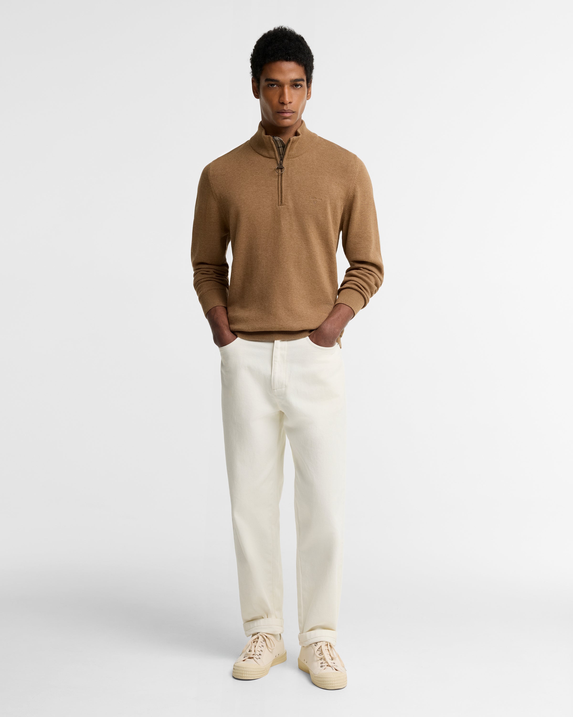 Cotton Half Zip Knitted Jumper