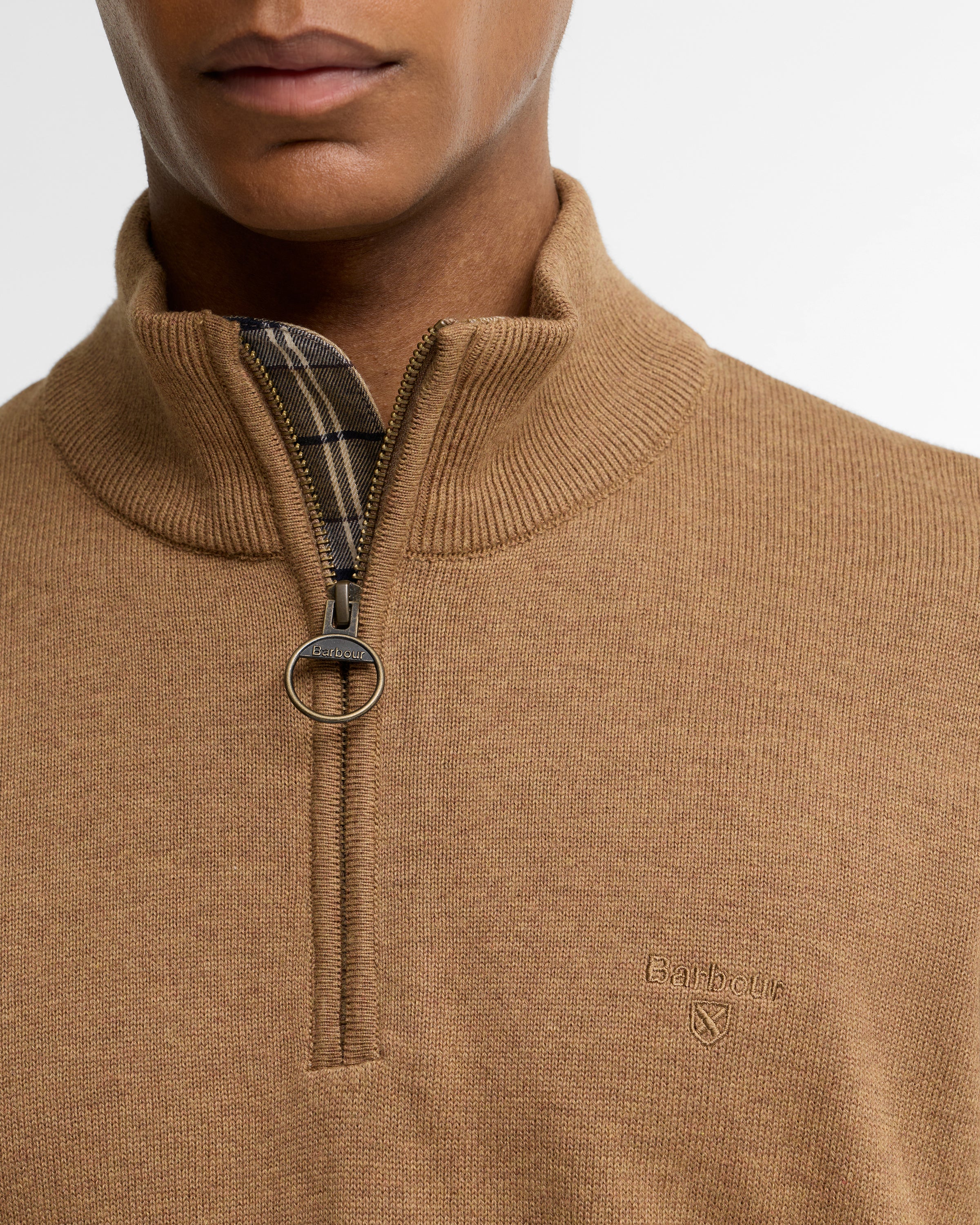 Cotton Half Zip Knitted Jumper