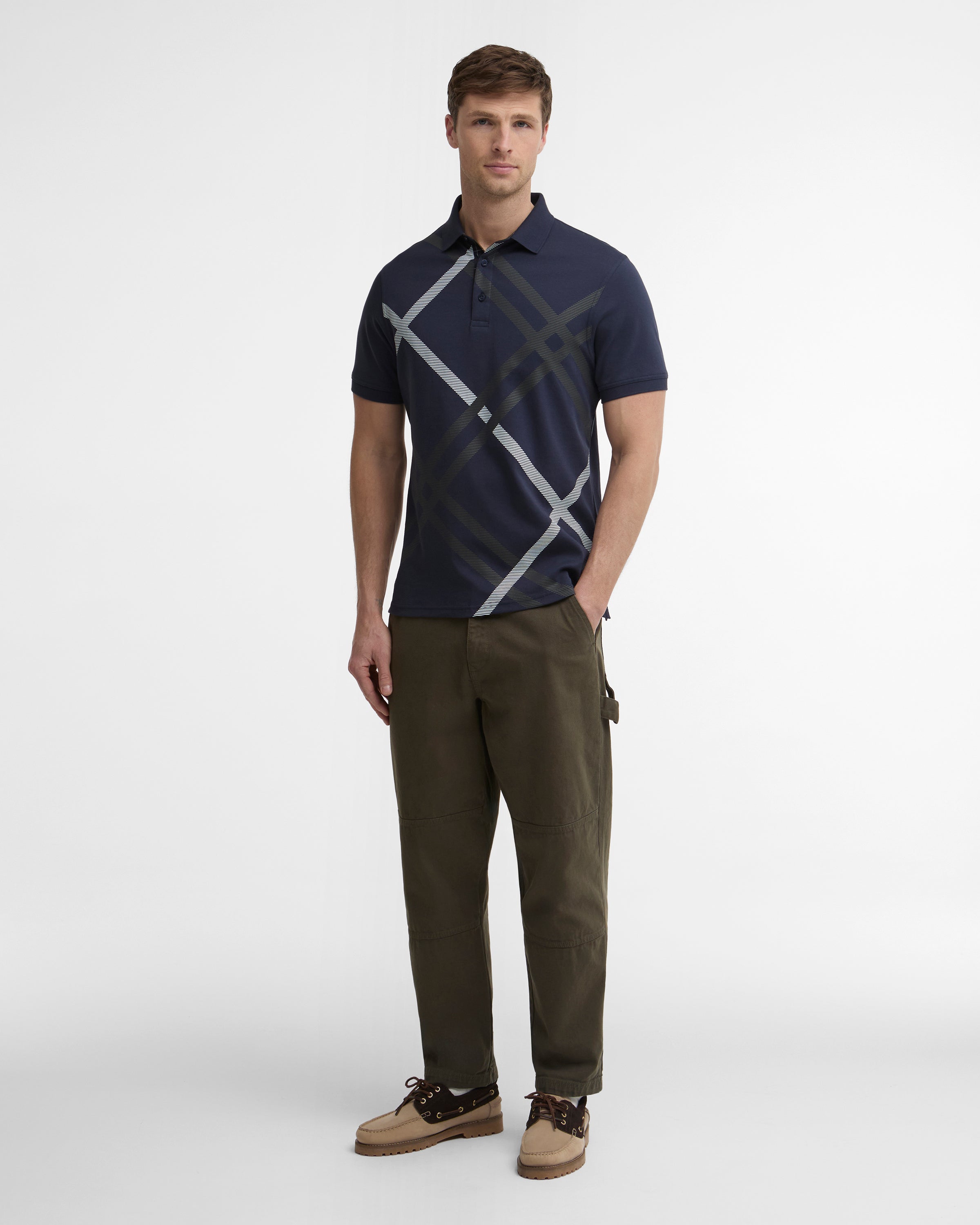 Tartan Bias Print Tailored Polo Shirt