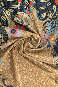 Floral Hedgerow Cotton Poplin Scarf - Moss