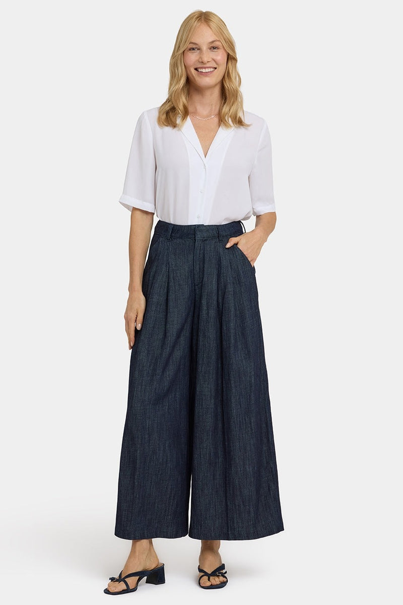 An image of the NYDJ Giselle Pleated Wide Leg Ankle Jeans