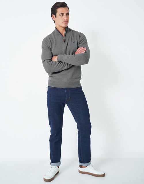An image of the Crew Clothing Classic Half Zip Knitted Sweatshirt