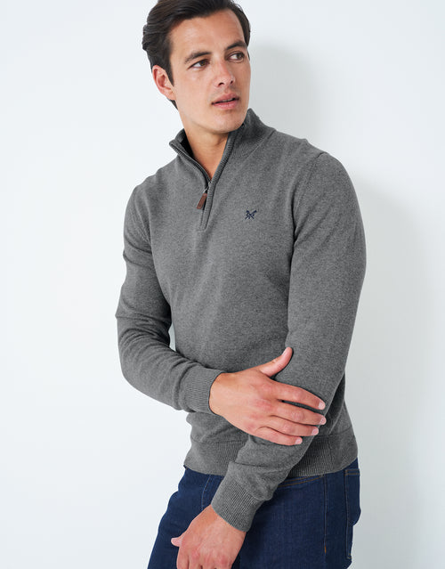 An image of the Crew Clothing Classic Half Zip Knitted Sweatshirt