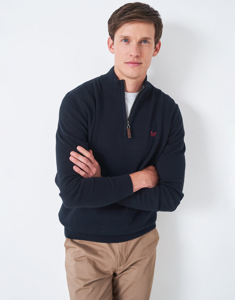 An image of the Crew Clothing Classic Half Zip Knitted Sweatshirt