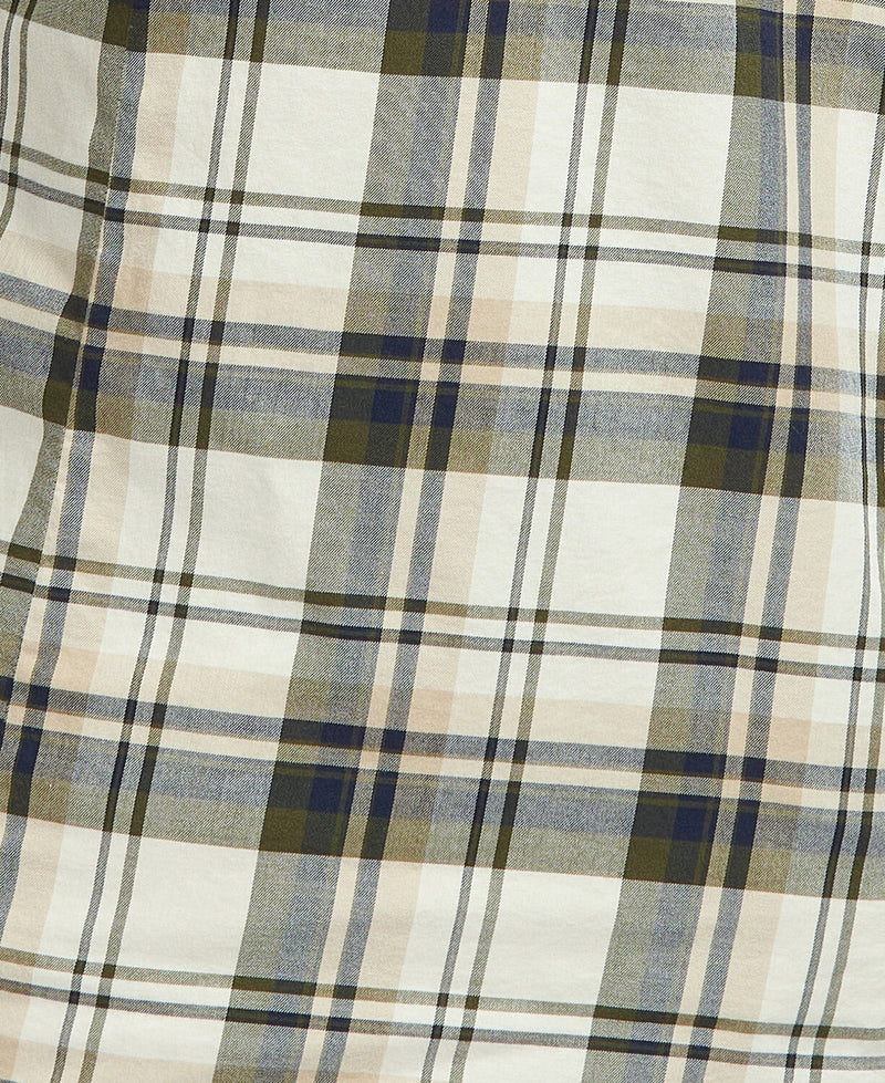An image of the Barbour Falstone Tailored Long-Sleeved Checked Shirt in the colour Stone.