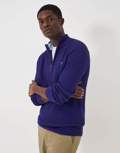 An image of the Crew Clothing Ocean Wave Half Zip Jumper