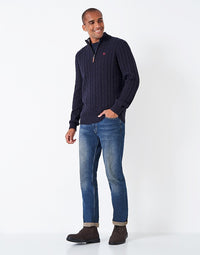 An image of the Crew Clothing Oarsman Organic Cable Half Zip