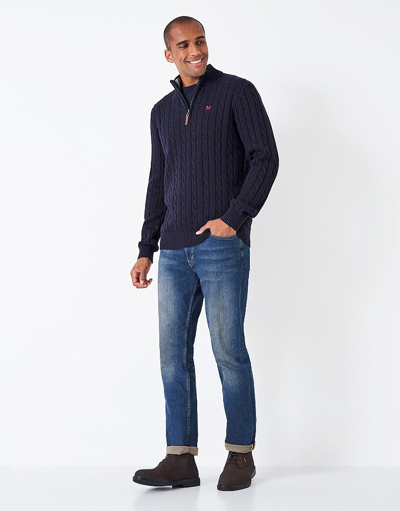 An image of the Crew Clothing Oarsman Organic Cable Half Zip