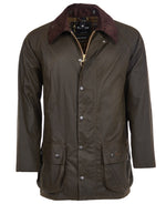 An image of the Barbour Classic Beaufort Wax Jacket in the colour Olive.