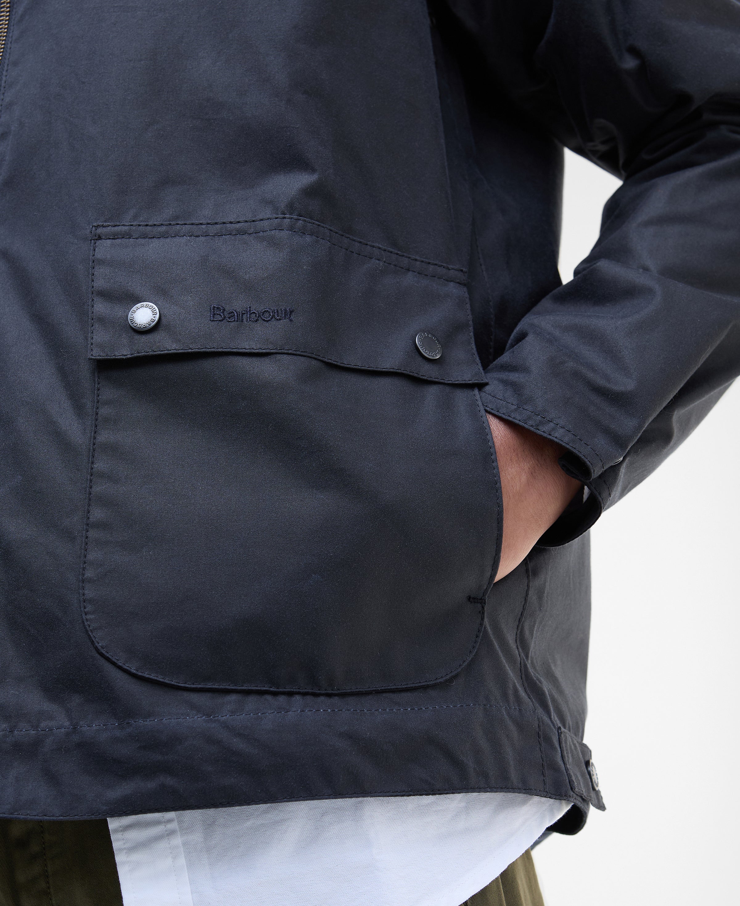 An image of the Barbour Short Bedale Wax Jacket