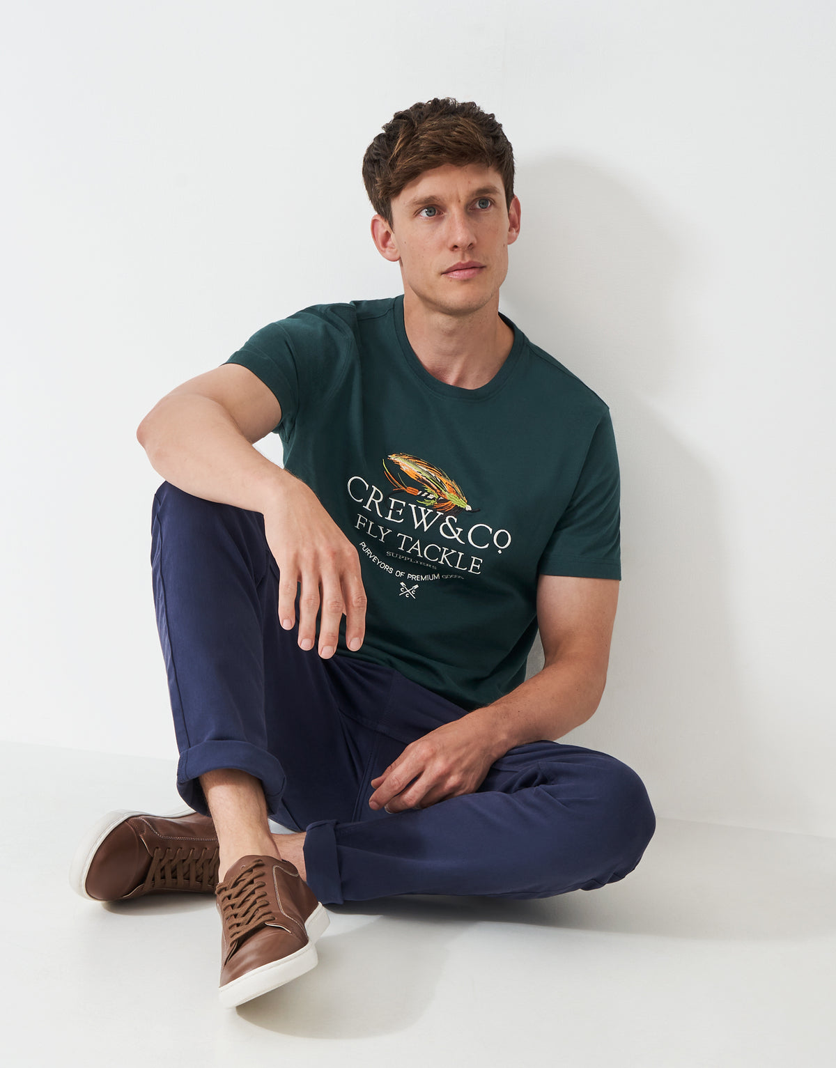 An image of the Crew Clothing Embroidered Fly Fishing Tackle Tee