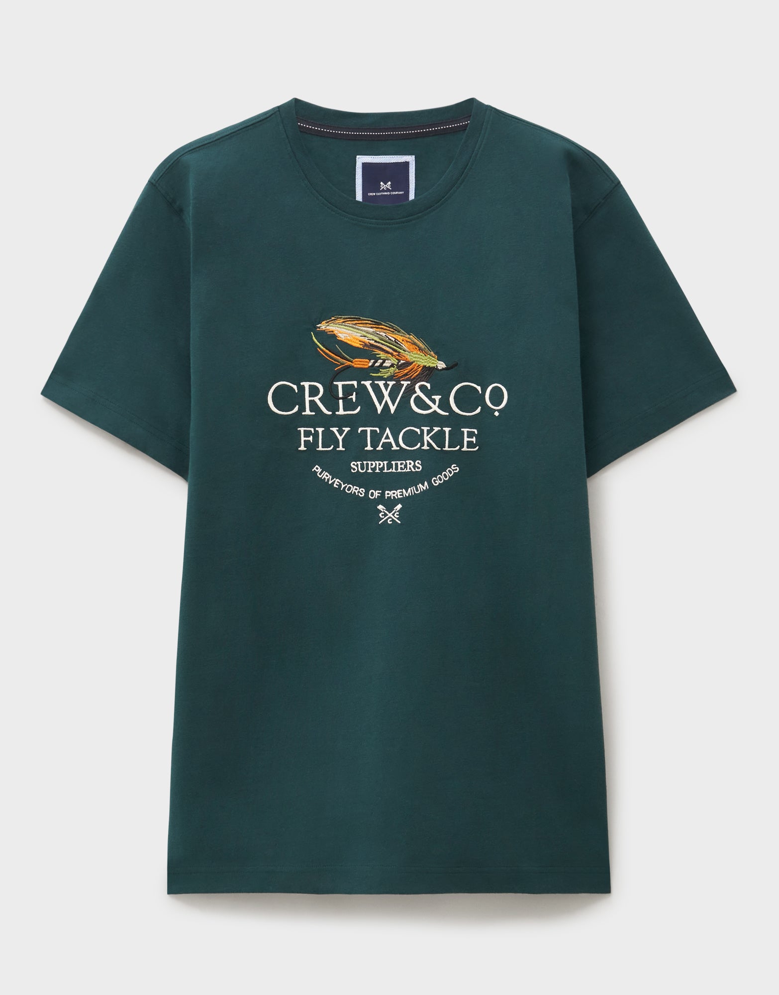 An image of the Crew Clothing Embroidered Fly Fishing Tackle Tee