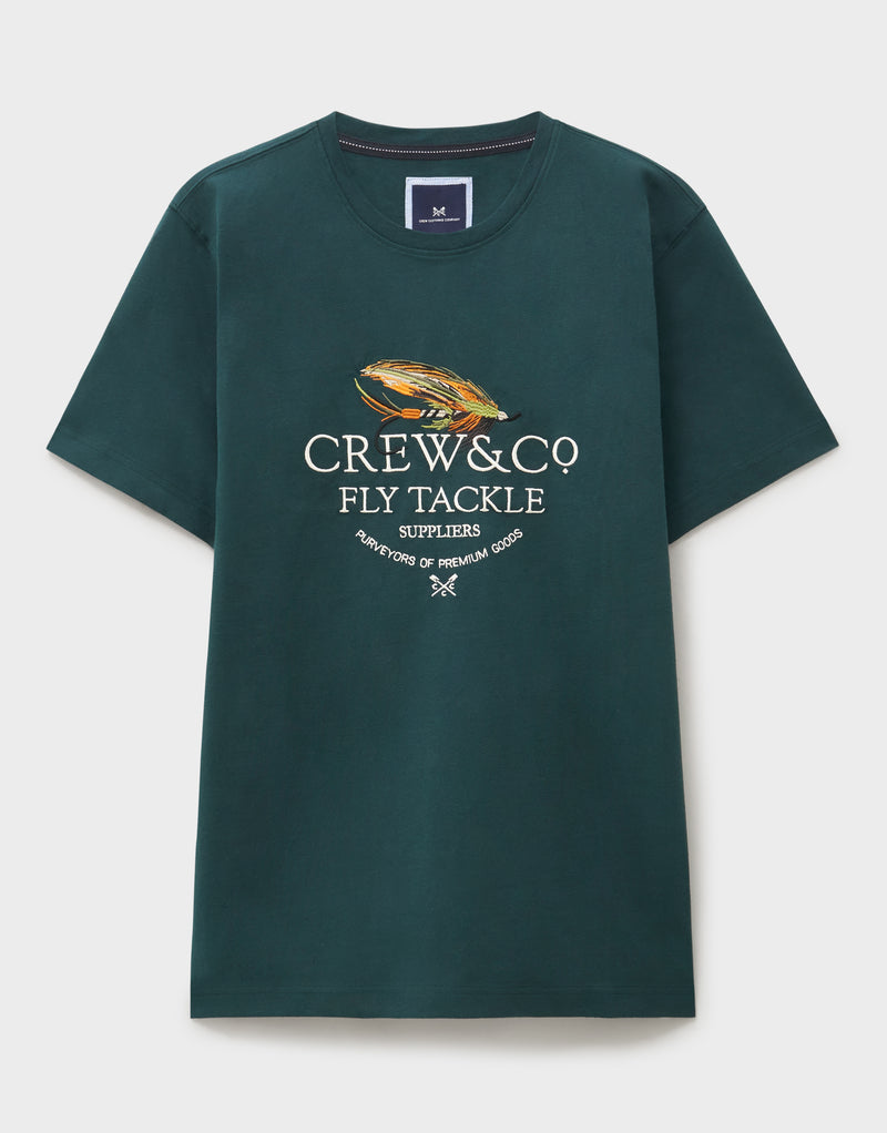 An image of the Crew Clothing Embroidered Fly Fishing Tackle Tee
