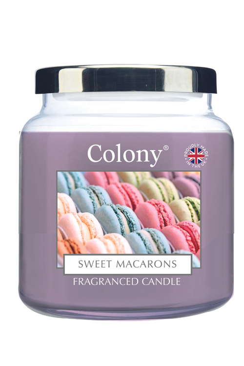 Wax Lyrical Medium Jar Candle. A medium candle with purple wax in the scent Sweet Macarons.