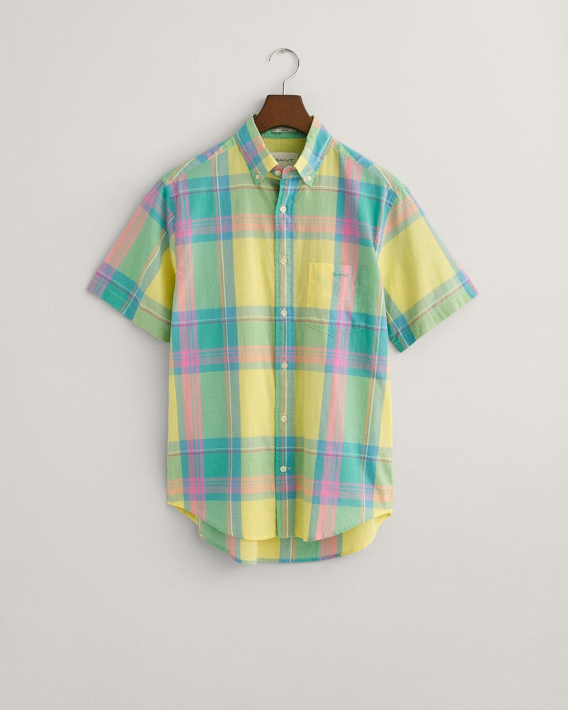 An image of the Gant Regular Fit Colourful Madras Short Sleeve Shirt
