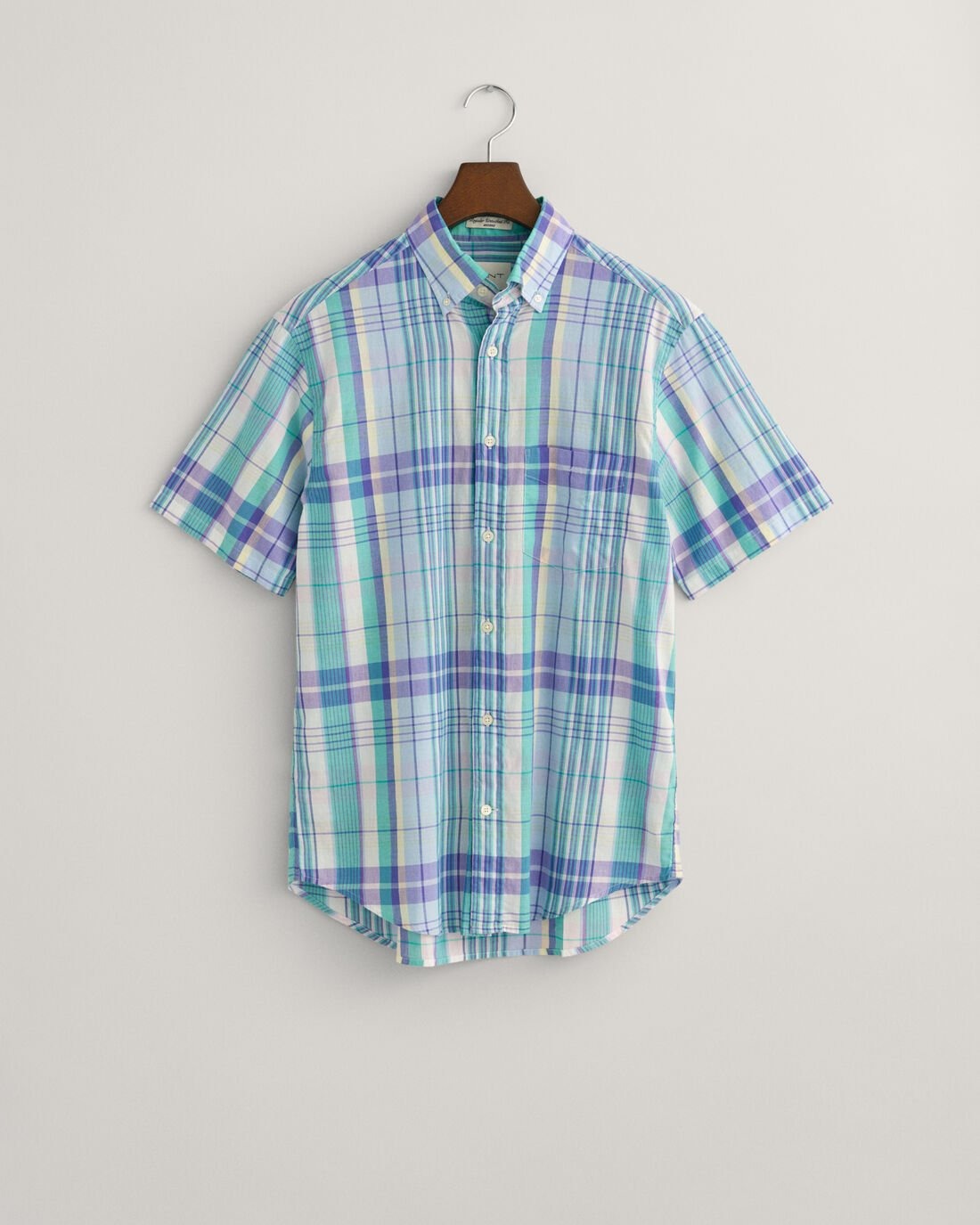 An image of the Gant Regular Fit Colourful Madras Short Sleeve Shirt
