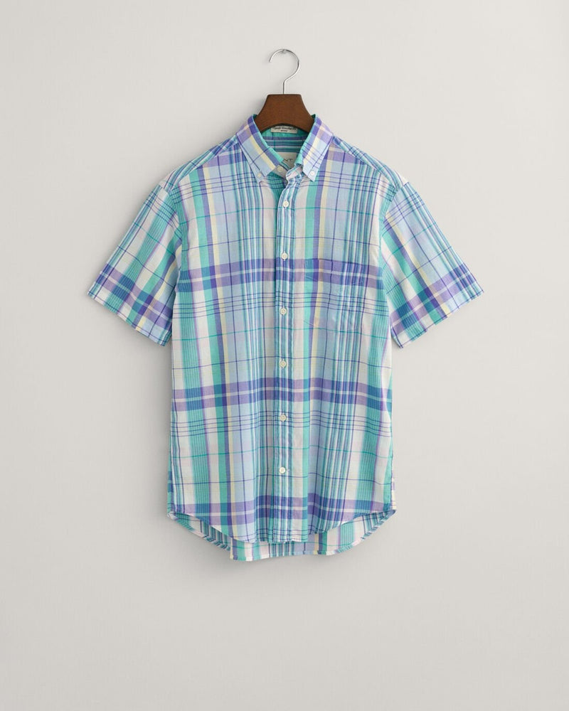 An image of the Gant Regular Fit Colourful Madras Short Sleeve Shirt