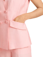 Marc Cain Waistcoat. A tailored fit, double-breasted waistcoat with trimmed buttons and pockets, in a soft pink colour.