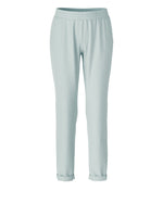 Marc Cain Roanne Trousers. A relaxed fit trouser in slip-on style with jogging waistband. These trousers are in the pale blue colour smoky ice.