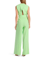 Marc Cain Wichita Pleated Wide Leg Trouser. A pair of green wide leg trousers with pleated detail and belt.