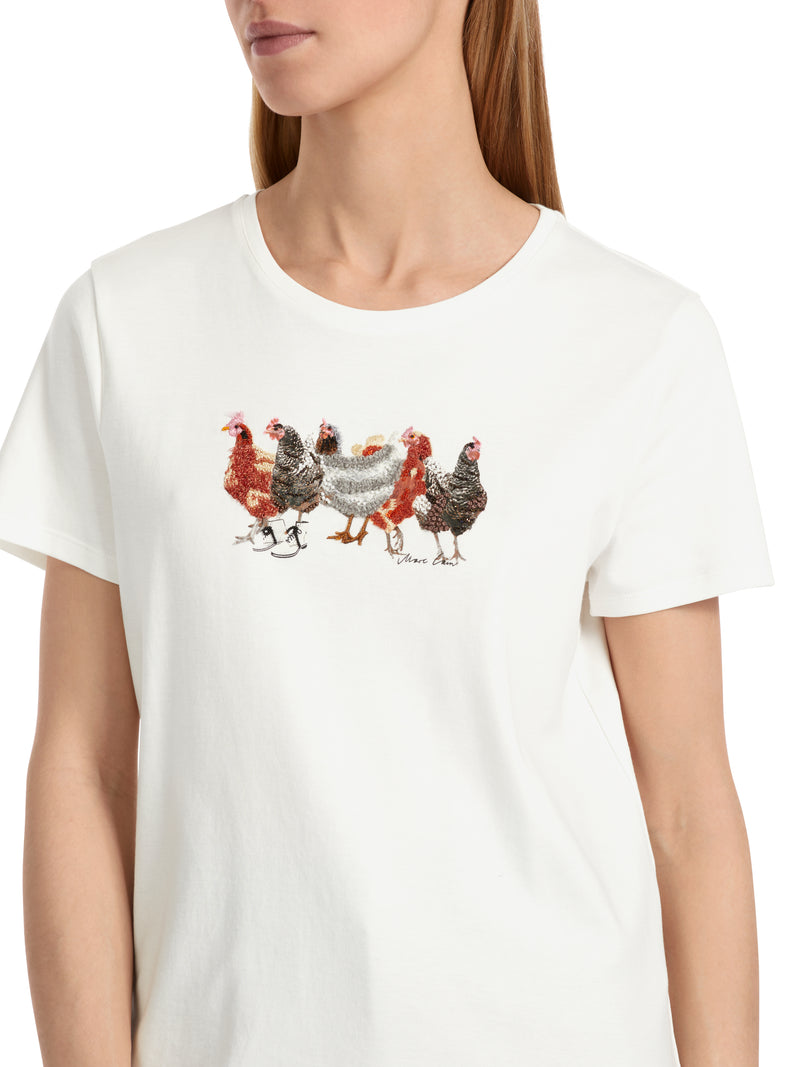 An image of the Marc Cain Short Sleeve Top with Chicken Detail