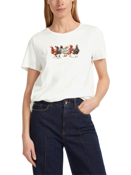 An image of the Marc Cain Short Sleeve Top with Chicken Detail