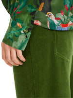 Marc Cain Pussy Bow Blouse with green floral print and long sleeves