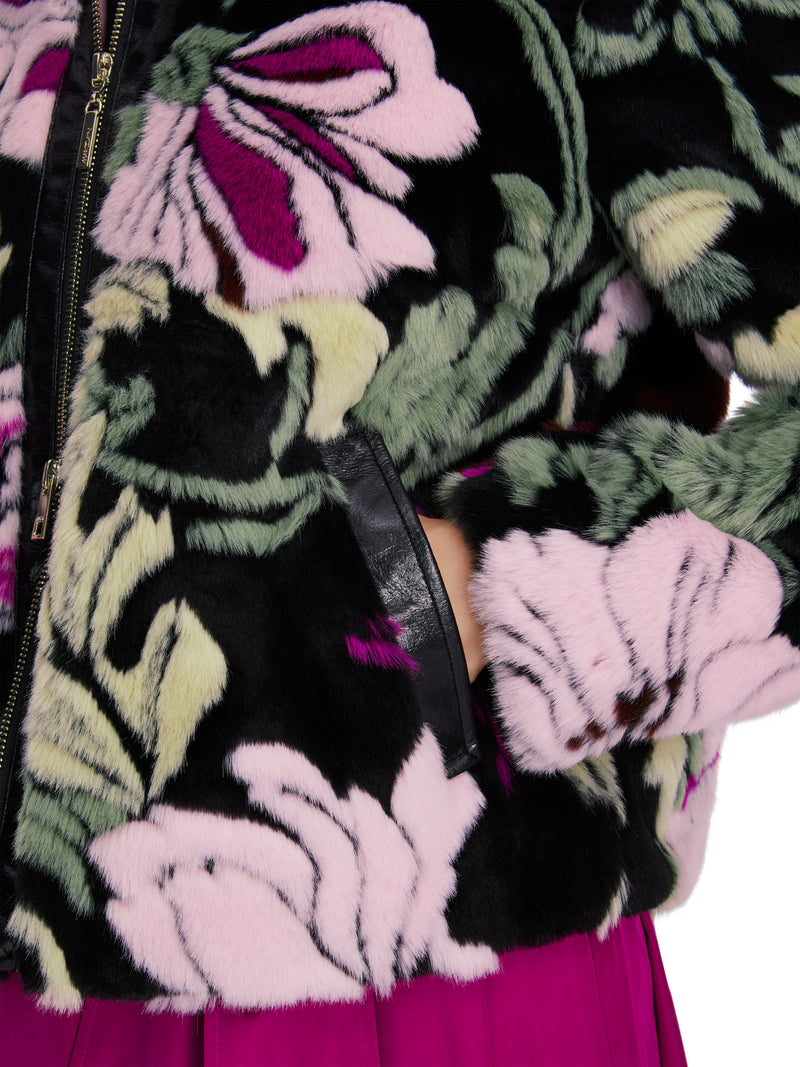An image of the Marc Cain Floral Faux Fur Jacket