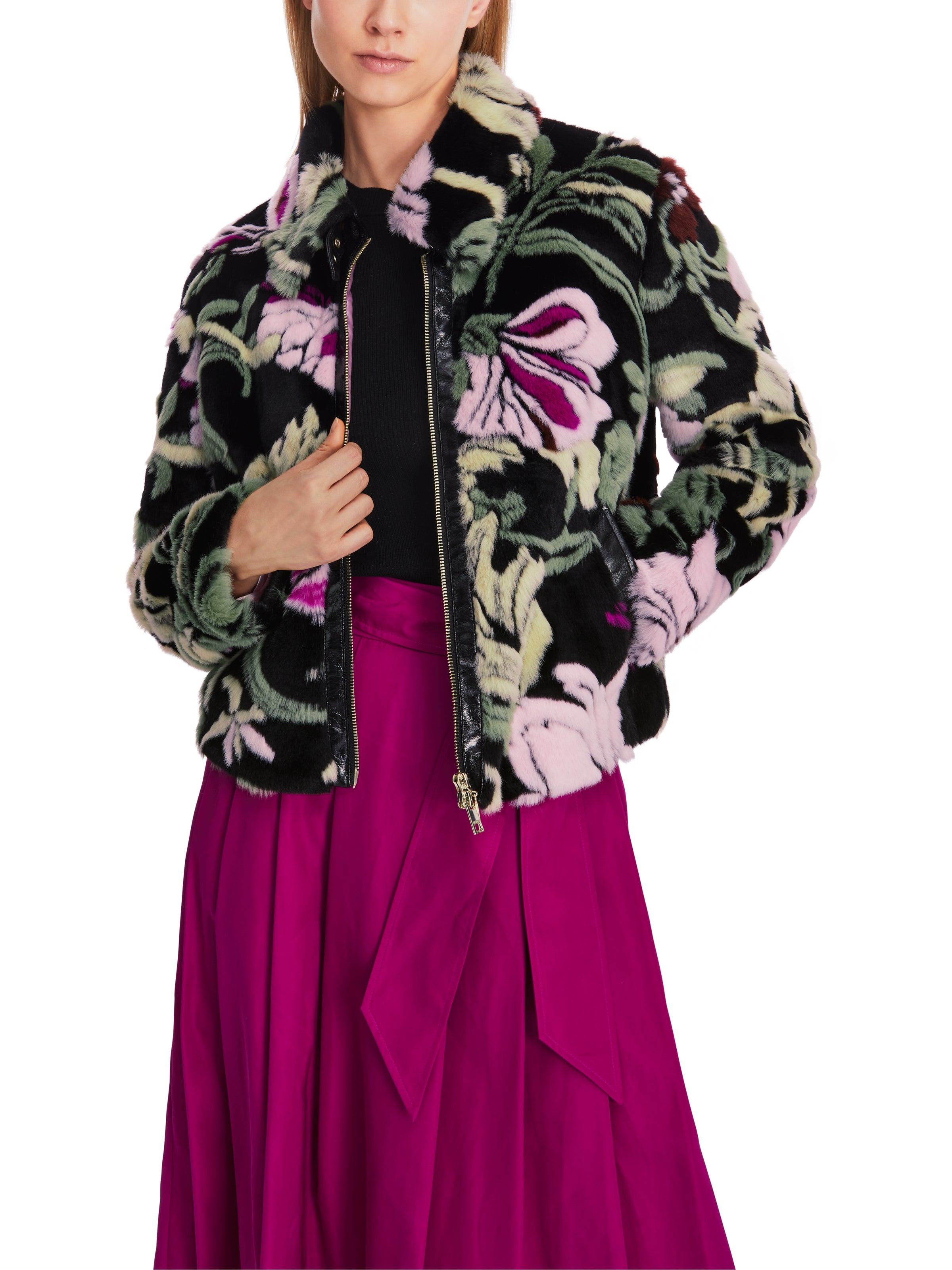An image of the Marc Cain Floral Faux Fur Jacket