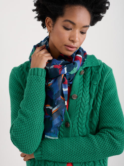 An image of the Seasalt May Garland Scarf Camellia Stripe Ink