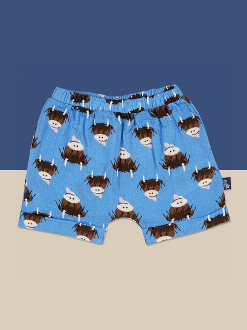 An image of the Blade & Rose Hamish Highland Cow Muslin Shorts