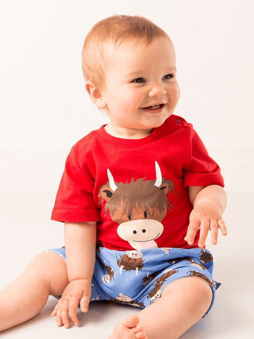 An image of the Blade & Rose Hamish Highland Cow Muslin Shorts