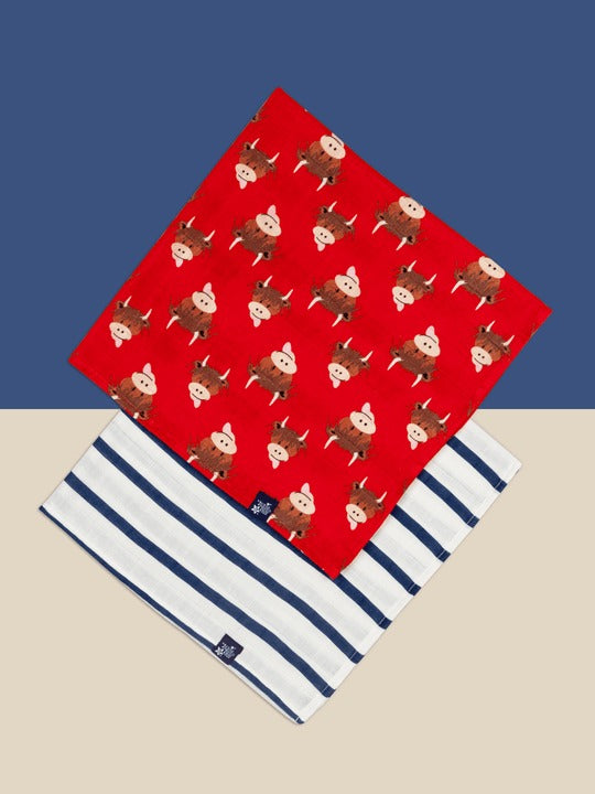 An image of the Blade & Rose Hamish Highland Cow Muslin Squares