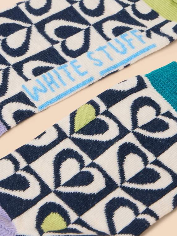 An image of the White Stuff Graphic Heart Sock
