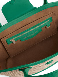 Fairfax & Favor Windsor Basket Bag Clover Green Leather