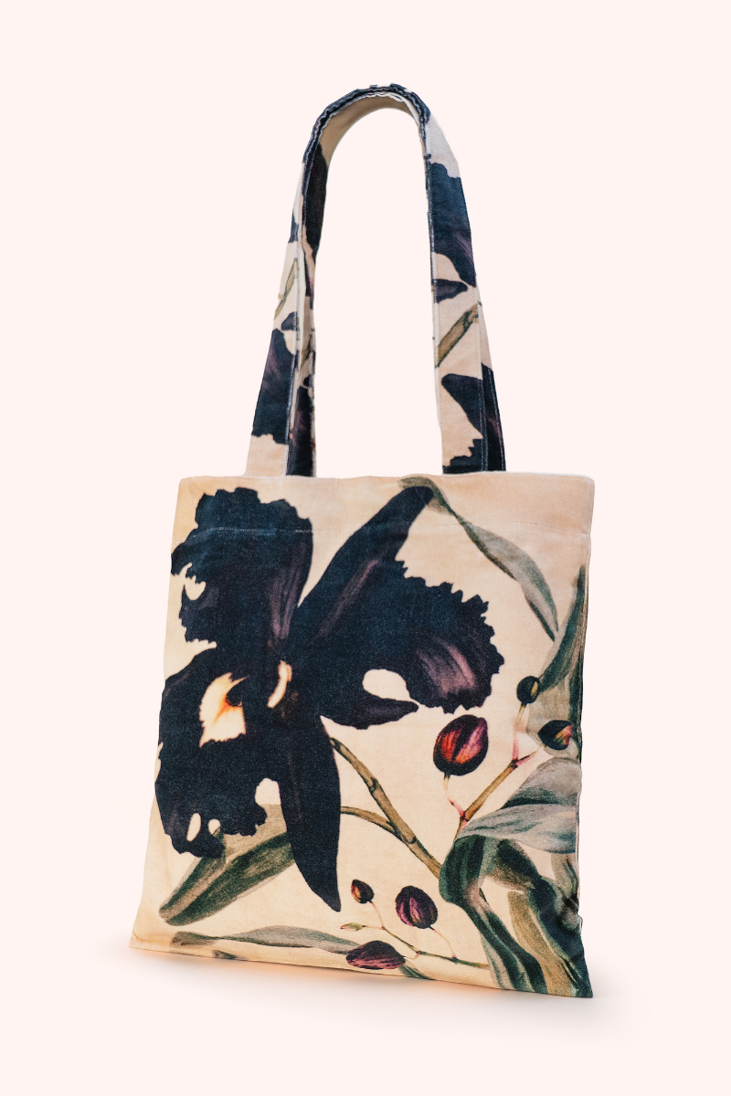 Midnight Orchid Velvet Tote Bag