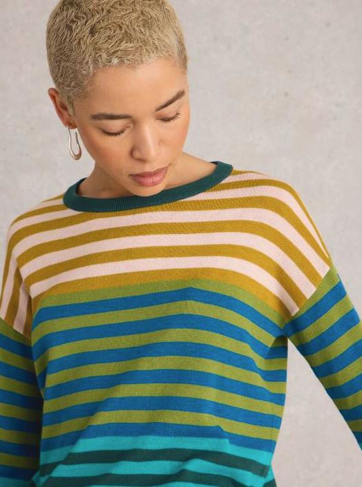 An image of the White Stuff Olive Stripe Jumper