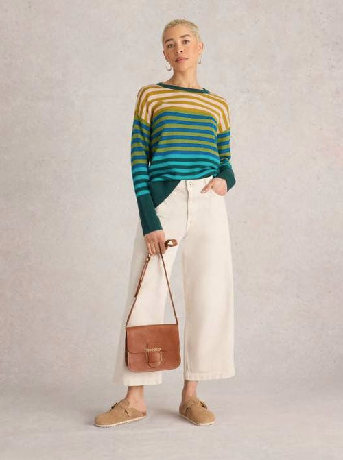 An image of the White Stuff Olive Stripe Jumper