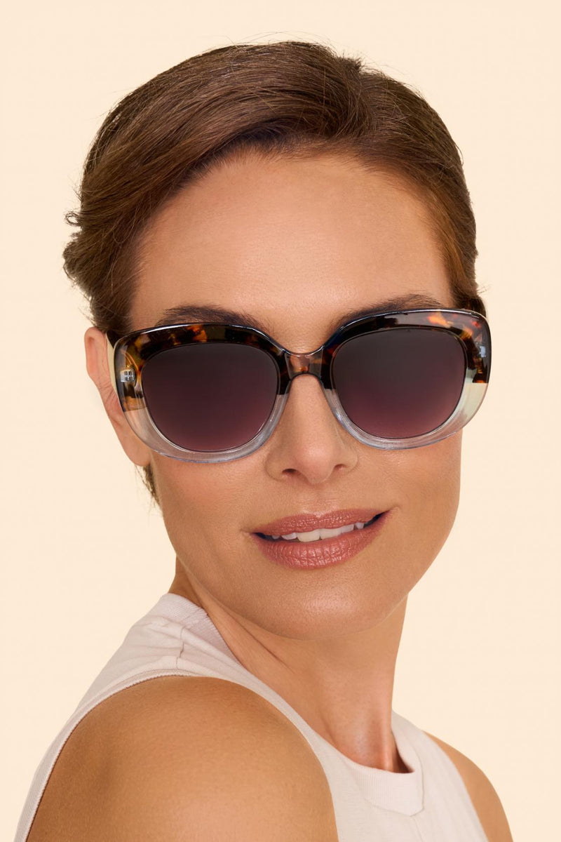 An image of the Powder Polina Limited Edition Sunglasses - Tortoiseshell/Aqua