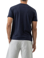 The Gunn T-Shirt by Rodd & Gunn. A short sleeve T-shirt with crew neck and logo on chest in navy.