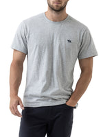 The Gunn T-Shirt by Rodd & Gunn. A short sleeve T-shirt with crew neck and logo on chest in grey.