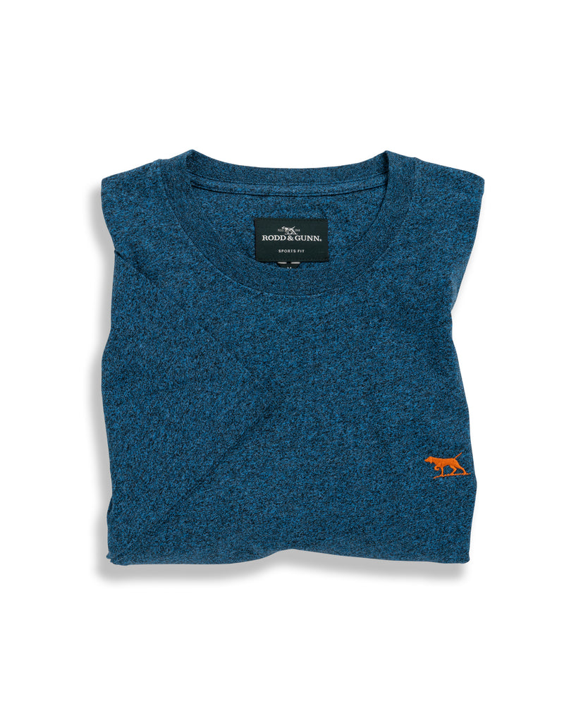 The Gunn T-Shirt by Rodd & Gunn. A short sleeve T-shirt with crew neck and logo on chest in ultramarine blue.