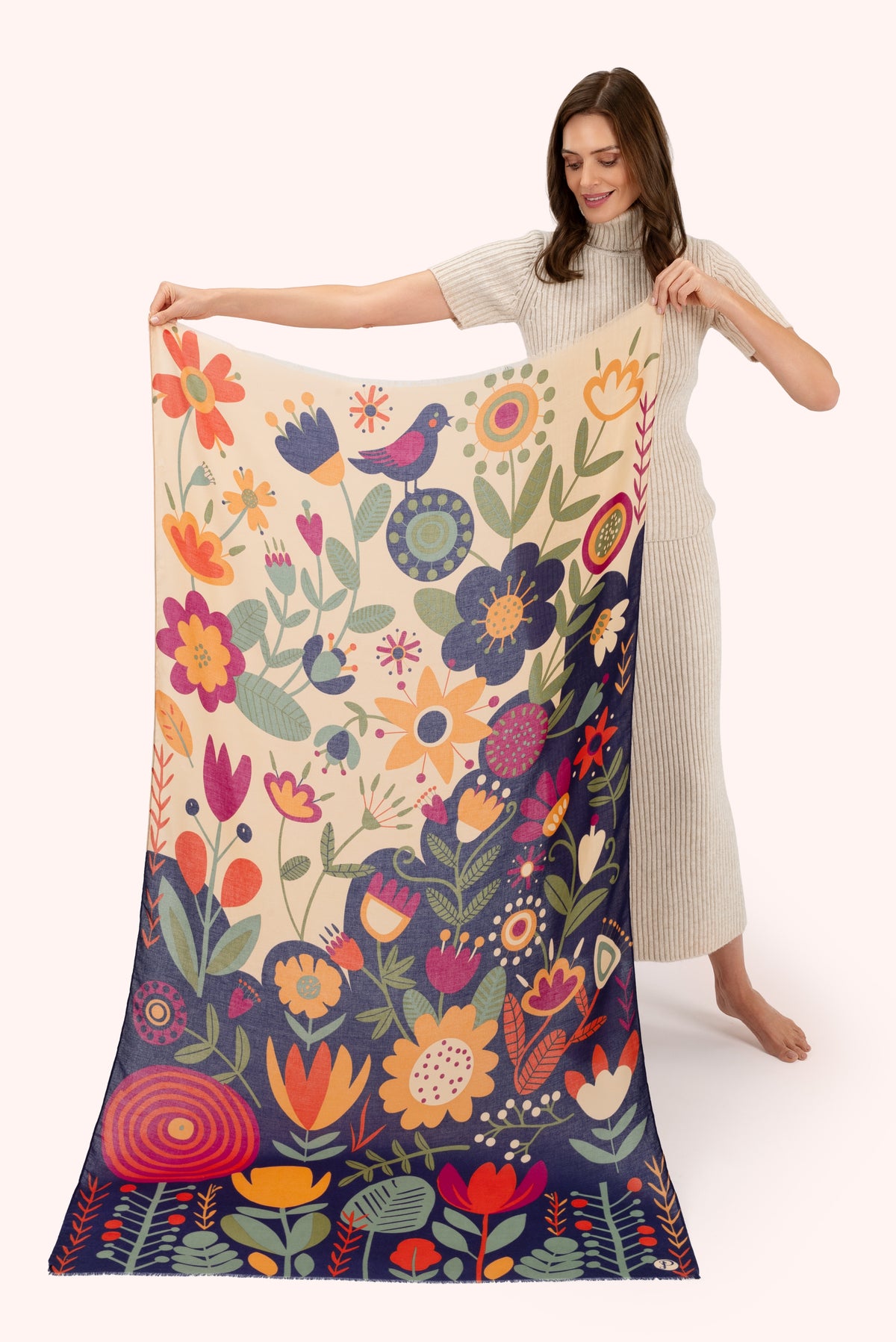 An image of the Powder Scandi Two-tone Floral Print Scarf