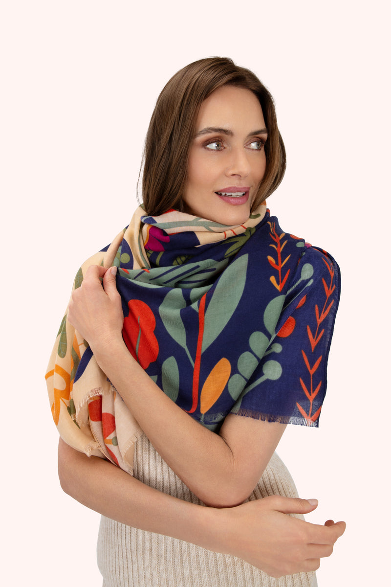 An image of the Powder Scandi Two-tone Floral Print Scarf