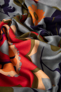An image of the Powder Folk Floral Print Scarf - Winter Ice