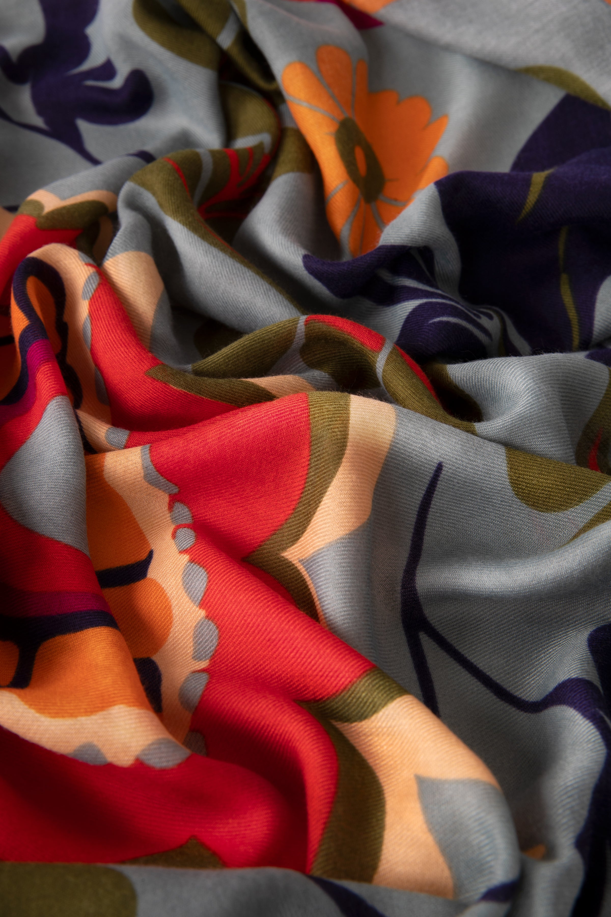An image of the Powder Folk Floral Print Scarf - Winter Ice