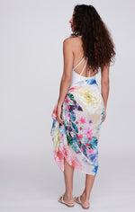 Pia Rossini Paradiso Sarong. A lightweight tie detail sarong with multicoloured floral print.